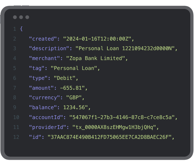 transaction JSON